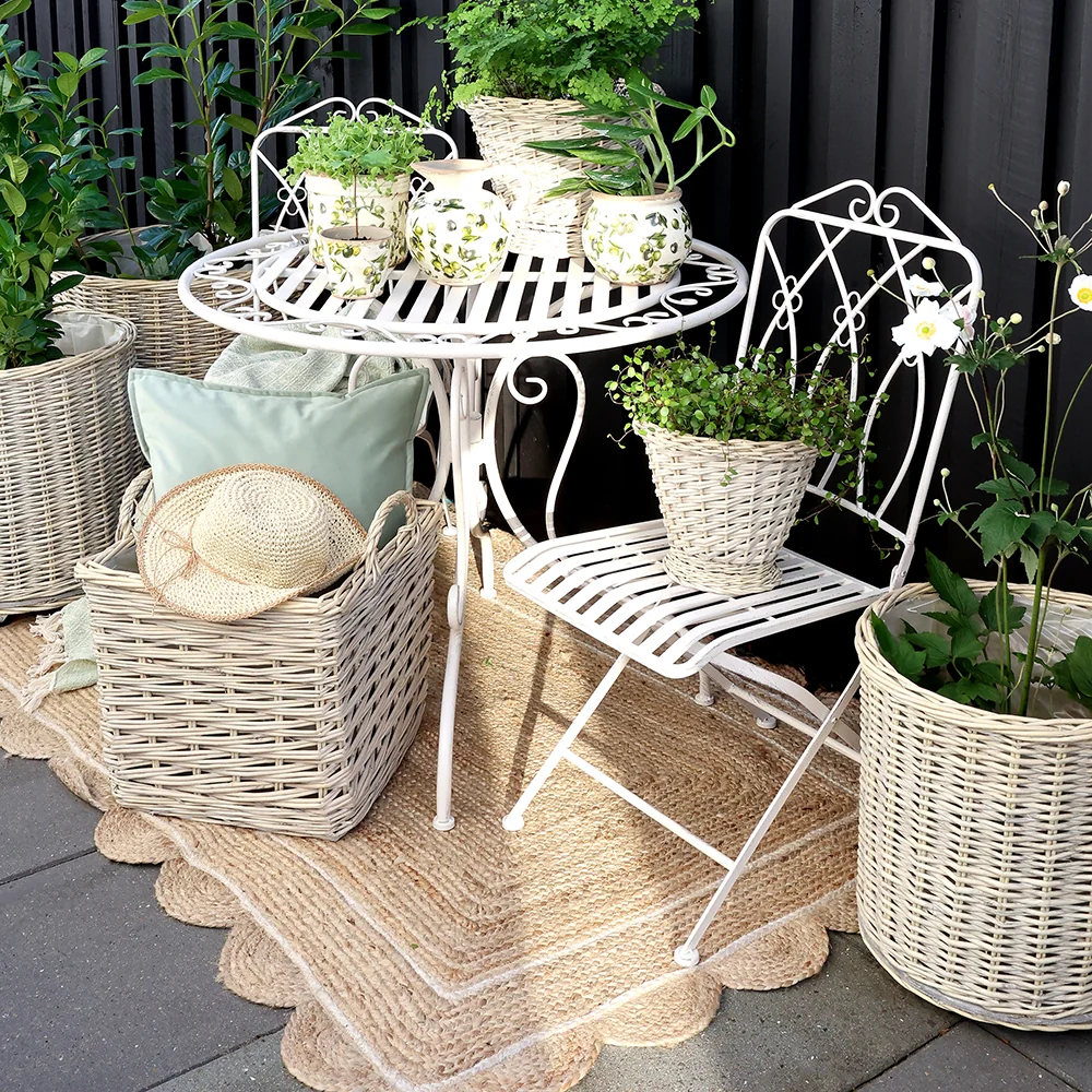 NORDIC HOME 3 db-os kerekes fűzfa kaspó szett 59 cm