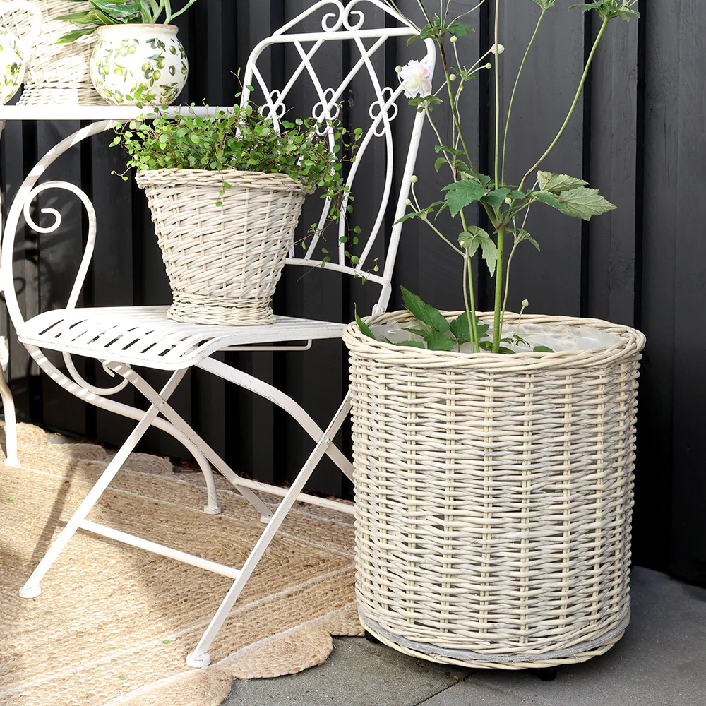 NORDIC HOME 3 db-os kerekes fűzfa kaspó szett 59 cm