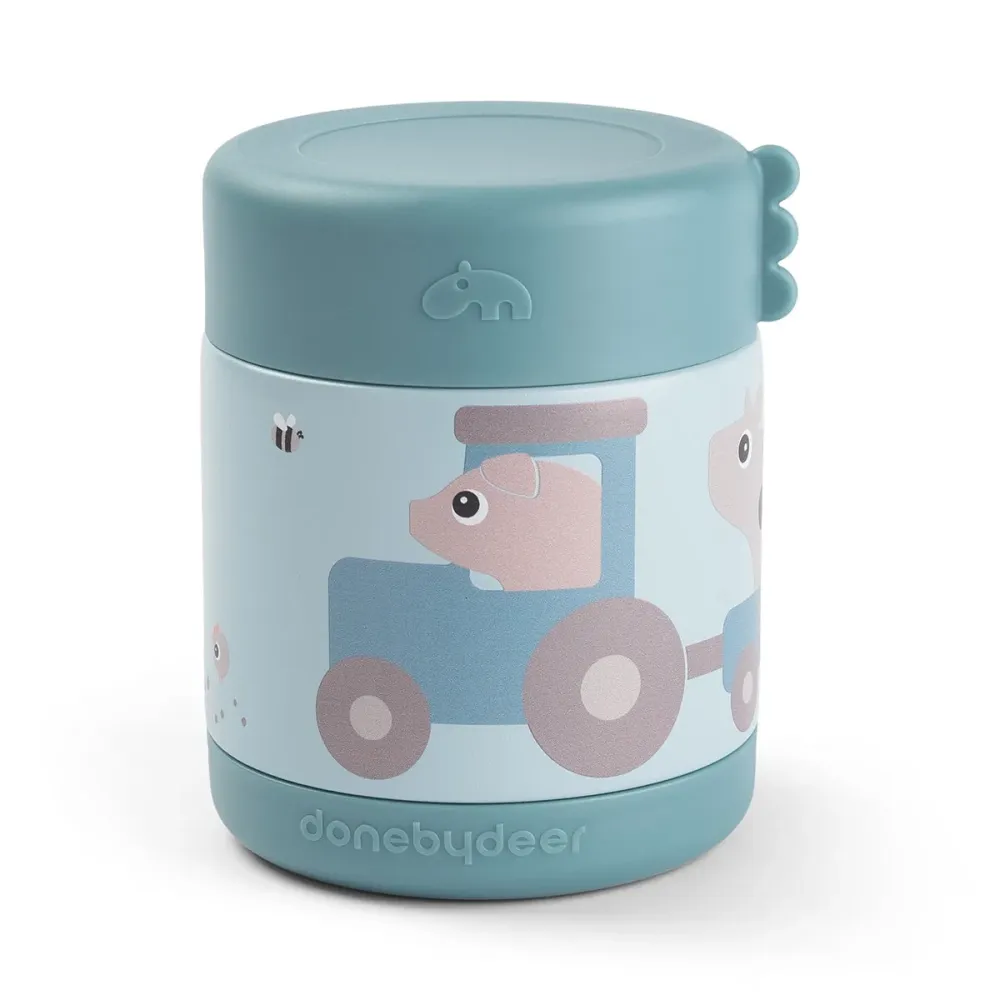 Done Deer Baby ebéd termosz 300ml Tiny Farm kék