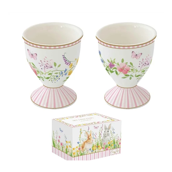 Húsvéti porcelán tojástartó 6,5 cm 2 db-os Happy Easter