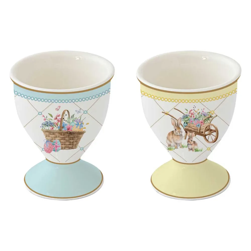 Spring Bloom húsvéti porcelán tojástartó 6,5 cm 2 db-os dobozban