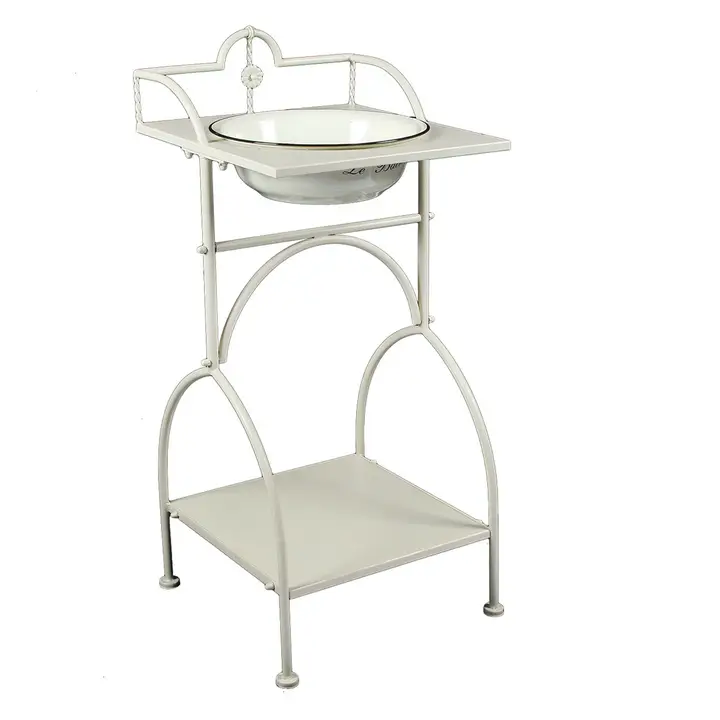 Antikolt vintage mosdóállvány lavórral krém 90 cm