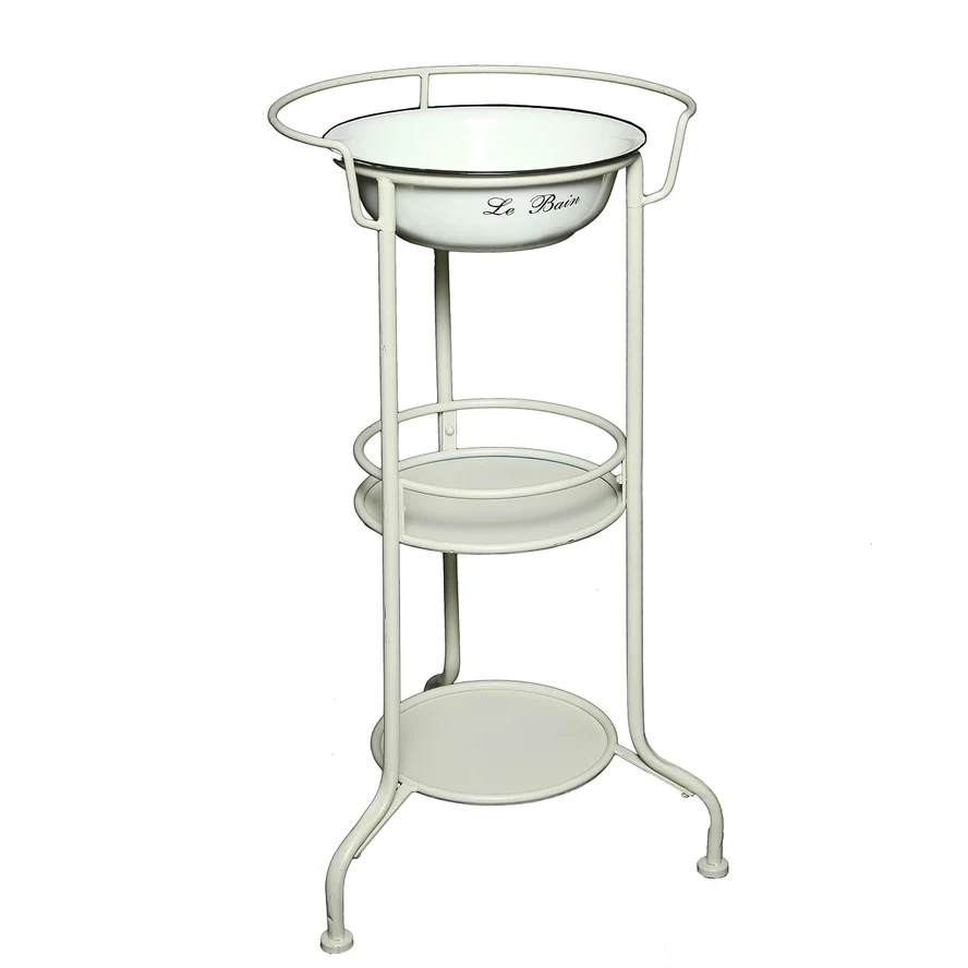 Antikolt vintage mosdóállvány lavórral krém 85 cm Le Bain