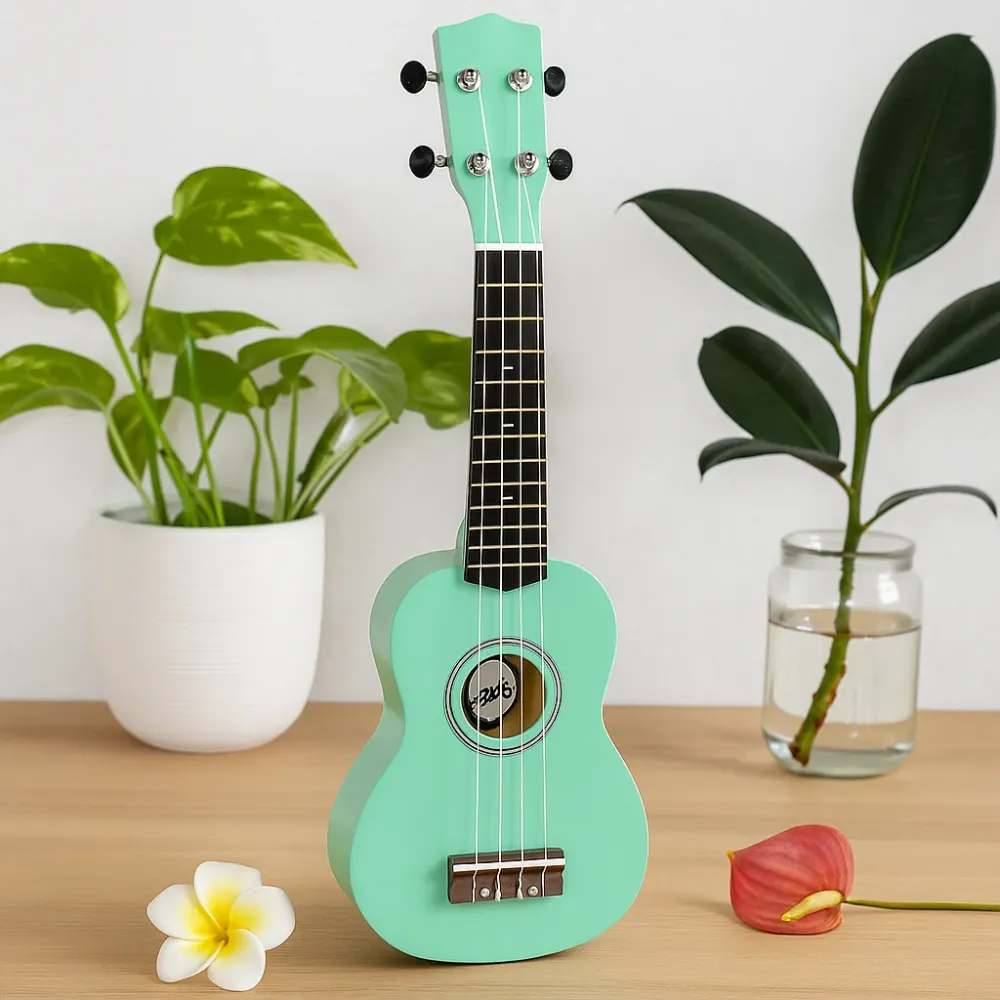 Ukulele 4-húros türkiz kézzel készített Indonézia