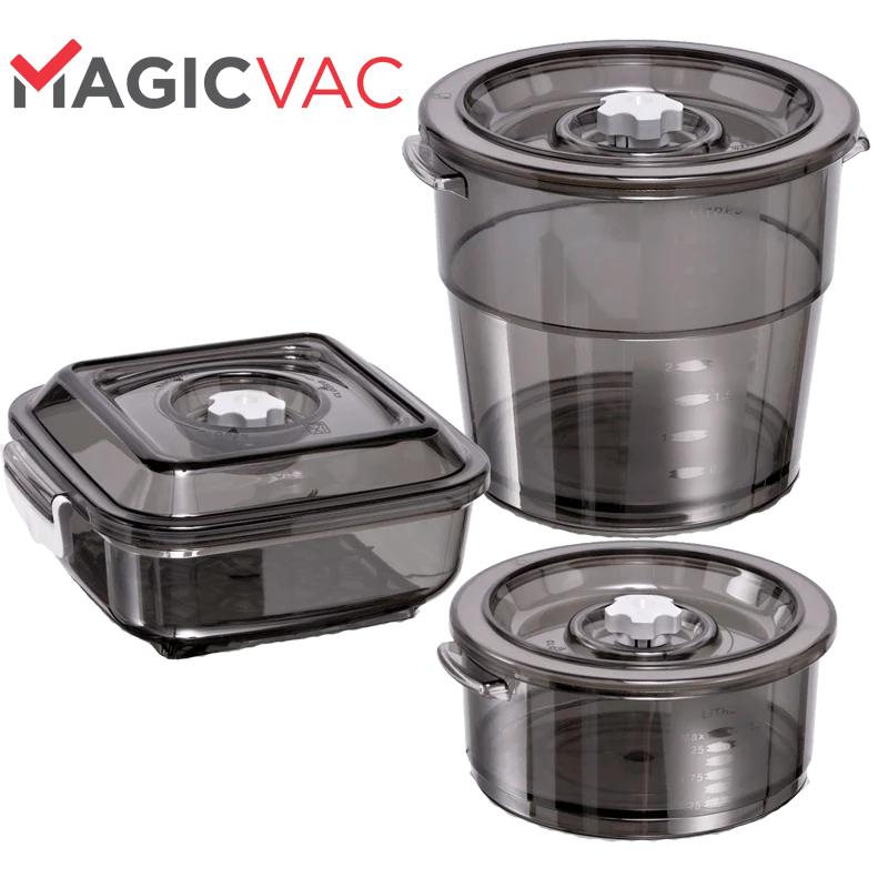 Magic Vac Vákuumdoboz Szett - 3 vákuumozható edény (1,5L/2,5L/4L)