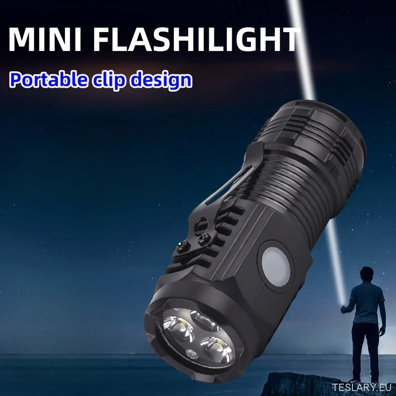Kompakt ultrafényes Mini LED zseblámpa USB -vel újratölthető akkumulátorral - 5 állítható mód, hordozható és tartós, ideál...