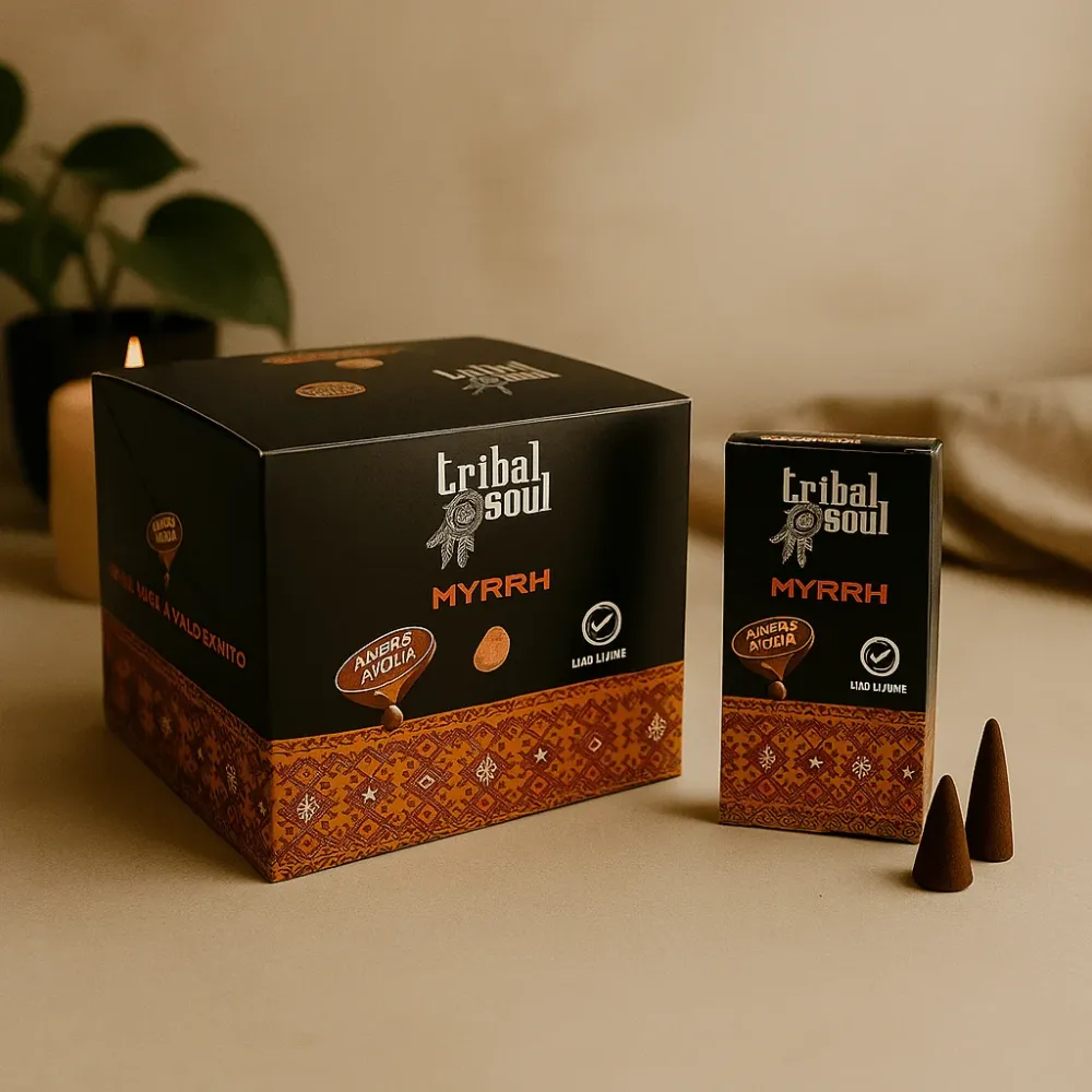 Mirha visszafolyású füstölő kúpok égetőkhöz, Tribal Soul