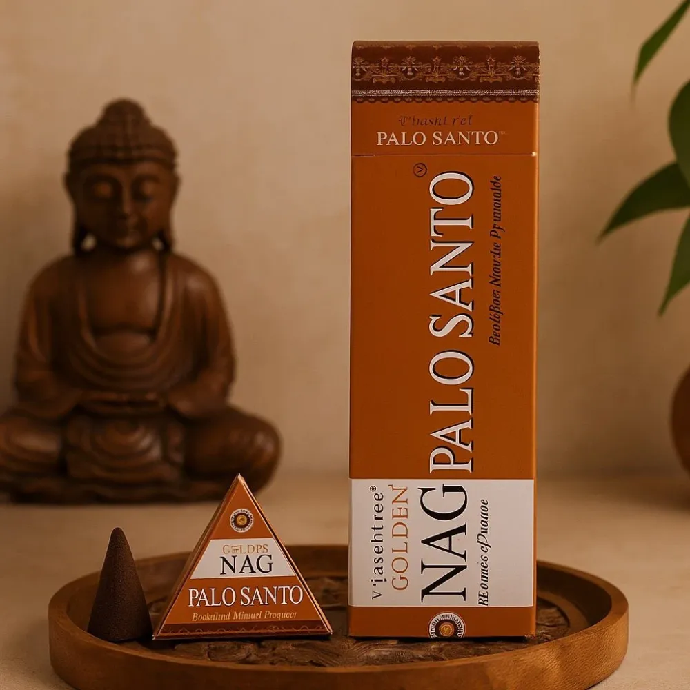 Palo Santo visszafolyású füstölő kúpok Jumbo Golden Nag