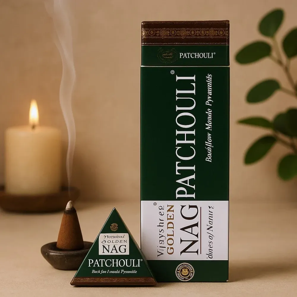 Patchouli visszafolyású füstölő kúpok Jumbo 42g Golden Nag