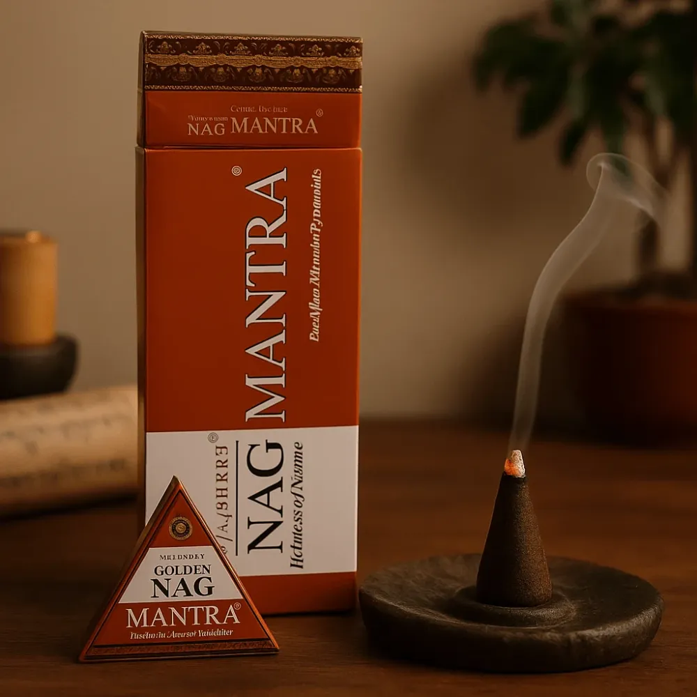 Visszafolyó füstölő kúpok Arany Nag Mantra Jumbo 42g