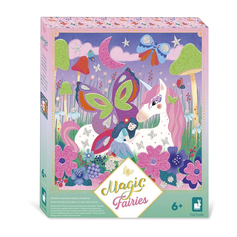 Janod kreatív készlet hab matricák és foszforeszkáló homok Magic Fairies