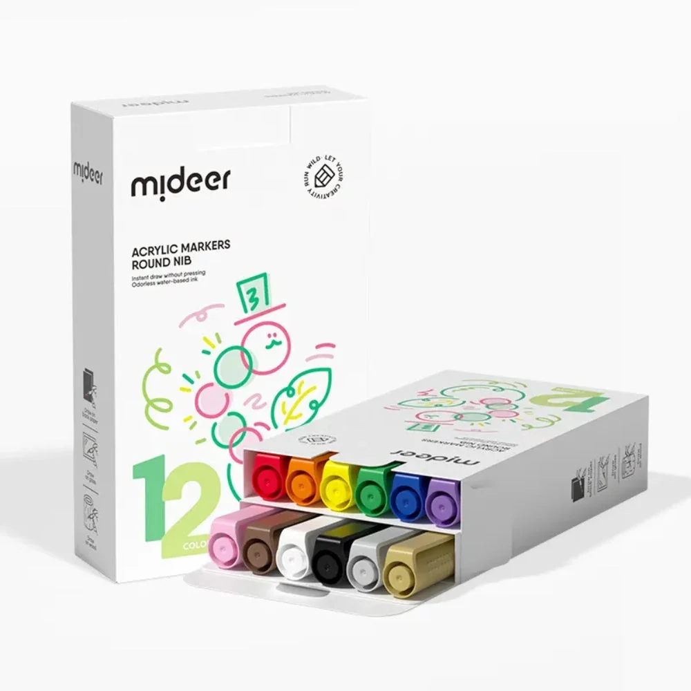 Mideer akril filctollak kerek hegyű 12 színűek